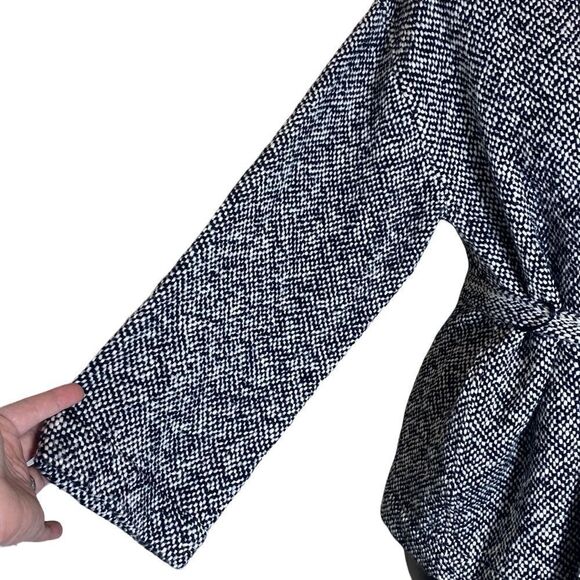 Eileen fisher black/white tweed 3/4 sleeve open front belted cardigan petite med - Picture 2 of 7